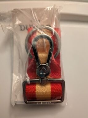 Striped Red and Yellow Keychain Strap with Silver Hardware